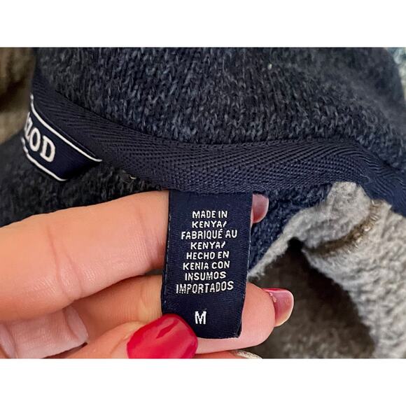 Izod Fleece Preppy Golf Quarter Zip Jacket Tan Navy Blue Size Medium - Picture 6 of 7